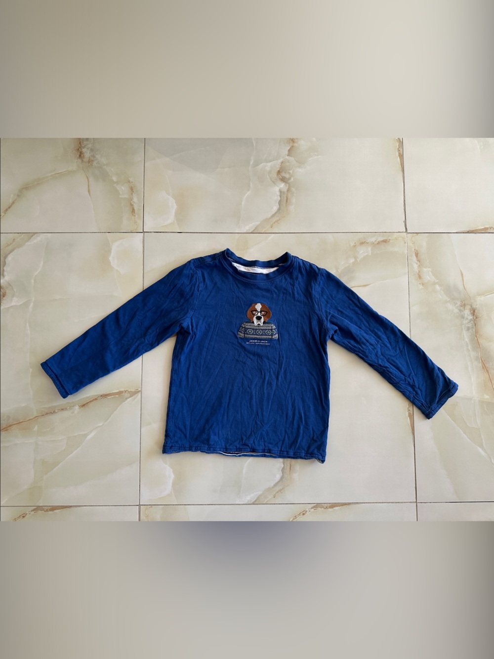Janie and Jack Blue Long Sleeve Tee with Dog Patch